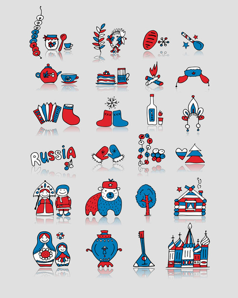 Russia, icons set. Sketch for your design - Vector, Image