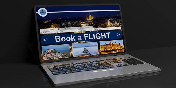 3d rendering flight online reservation - Photo, Image