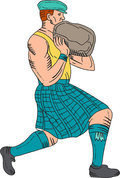 Stone Throw Highland Games Athlete Drawing - Vector, Image