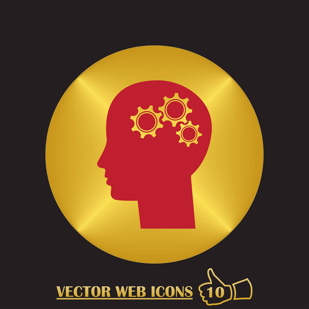 Ikona ozubeného kola v lidské hlavě - Vektor, obrázek