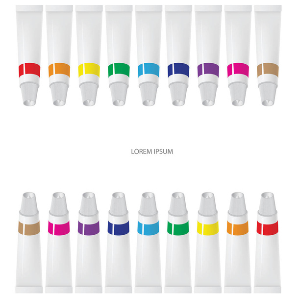 Tubes of paint on white background - Vecteur, image