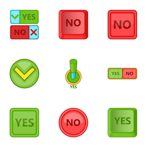 Choice icons set, cartoon style - Vetor, Imagem