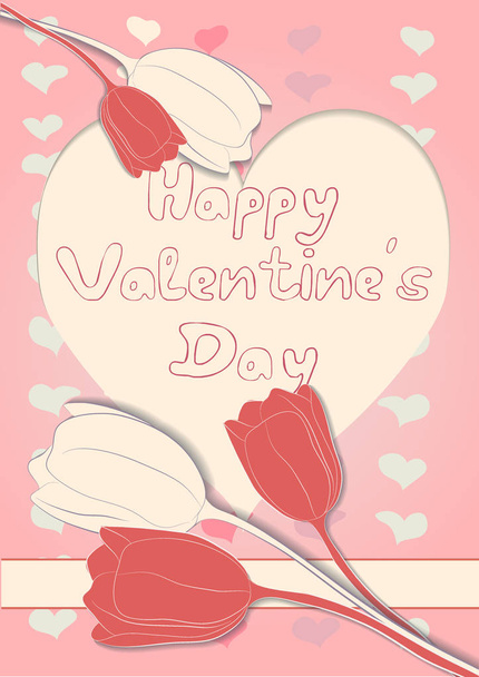 Aftelkalender voor Valentijnsdag met tulpen - Vector, afbeelding
