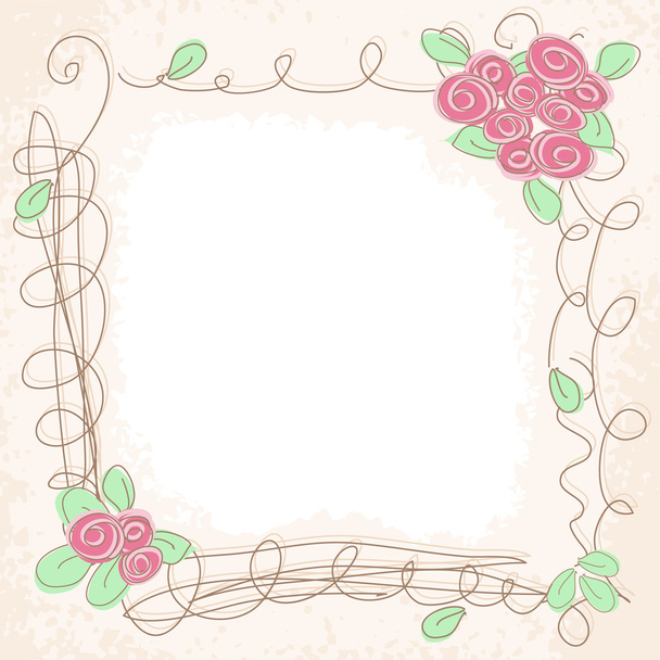 Vector floral doodle frame - Vector, Image