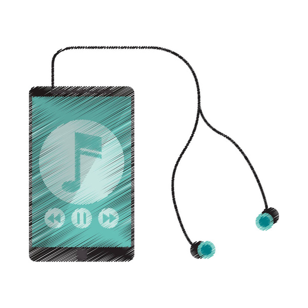 σχεδίασης μουσική Σημείωση ακουστικά ψηφιακή εφαρμογή για smartphone - Διάνυσμα, εικόνα