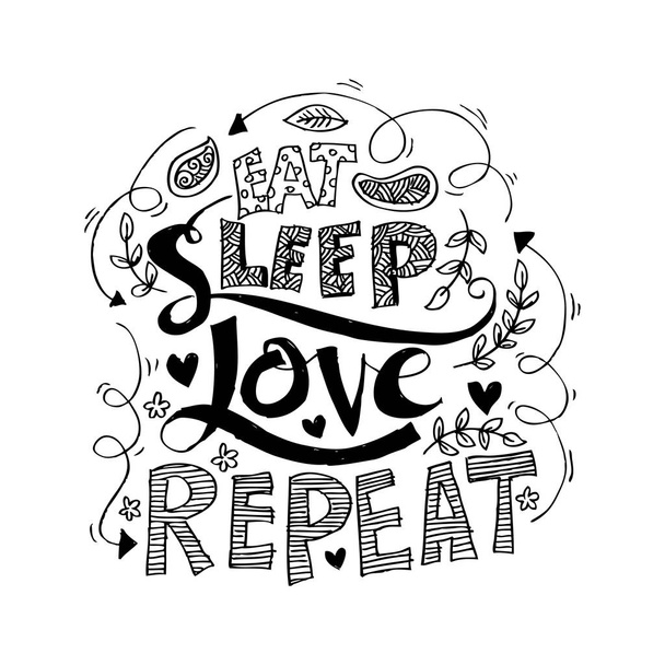 Eat, sleep, repeat, love.Brush lettering.  - Foto, Imagen