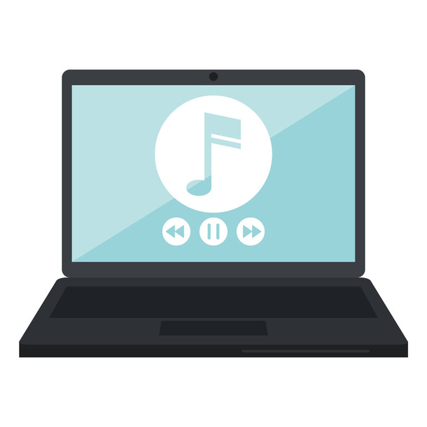laptop Müzik player uygulaması modern - Vektör, Görsel