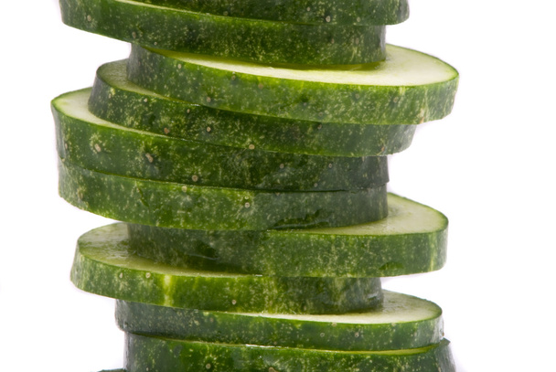 Cucumber slices studio macro isolated - Foto, Bild