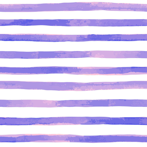 Mooie naadloze patroon met paarse aquarel strepen. handgeschilderde penseelstreken, gestreepte achtergrond. Vectorillustratie - Vector, afbeelding