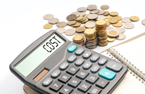 монети і калькулятор з фінансовим концептуальним текстом
 - Фото, зображення