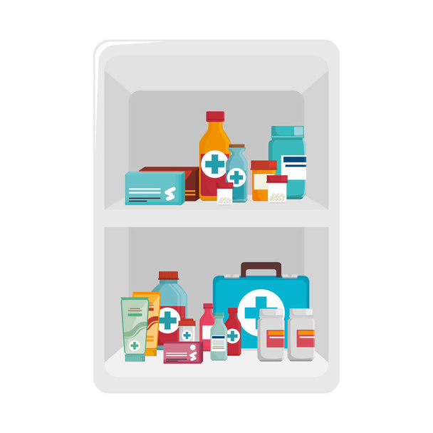 lékařství léky izolované ikona - Vektor, obrázek