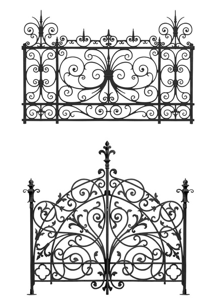 Puerta forjada negra con celosía decorativa
 - Foto, imagen