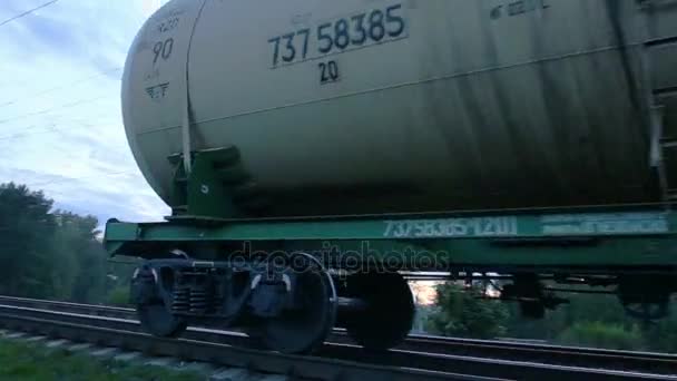 Tren de mercancías con contenedores de carga pasando por
 - Metraje, vídeo