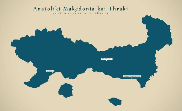 Modern Map - Anatoliki Makedonia Kai Thraki Greece GR  - Photo, Image