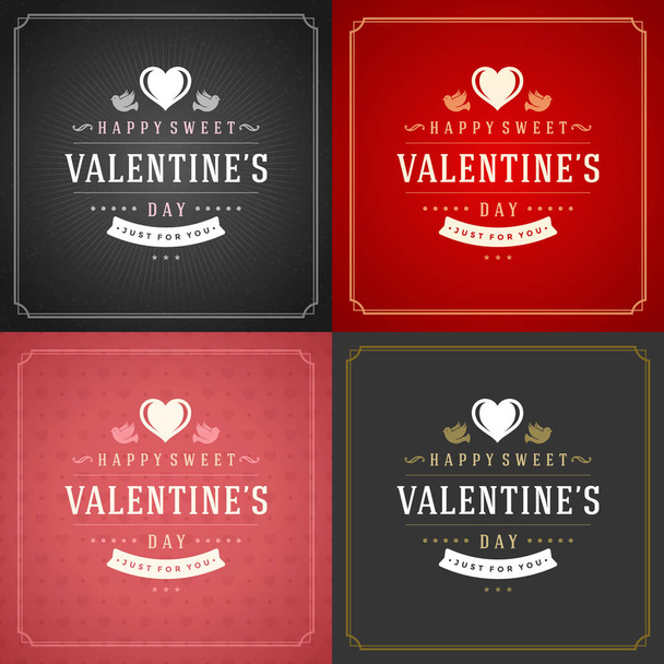 Happy Valentines Day Greeting Cards or Posters Set - Vector, afbeelding