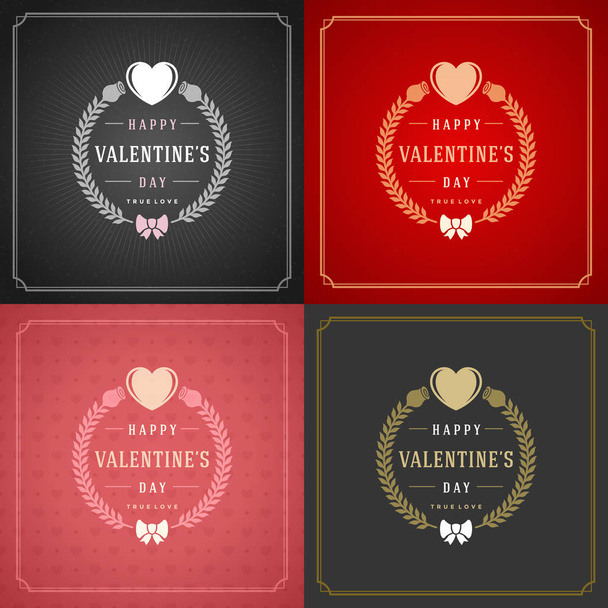 Happy Valentines Day Greeting Cards or Posters Set - Vettoriali, immagini