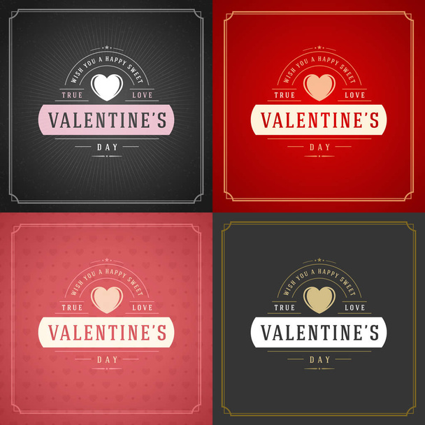 Happy Valentines Day Greeting Cards or Posters Set - Vektor, kép