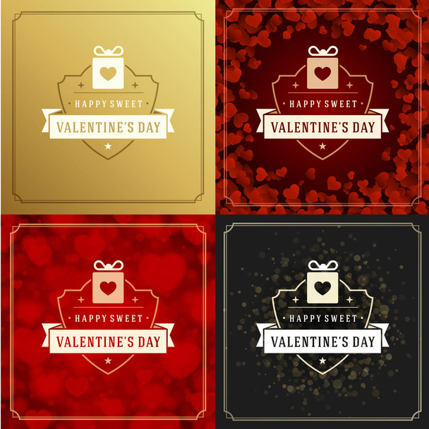 Happy Valentines Day Greeting Cards or Posters Set - Vector, afbeelding