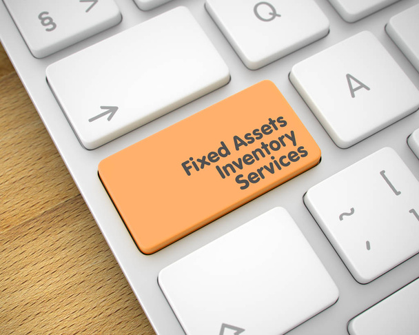 Fixed Assets Inventory Services - Orange Keyboard Key. 3D. - Photo, Image