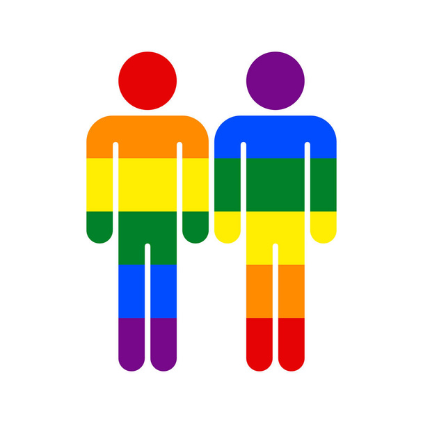Δύο άνθρωπος ΛΟΑΤ κίνημα σημαία ουράνιο τόξο - Διάνυσμα, εικόνα