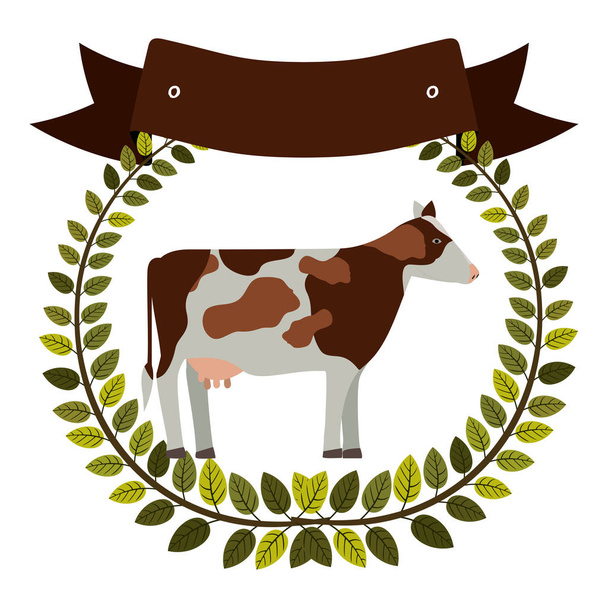 colorful olive crown and ribbon with cow - Vector, Image