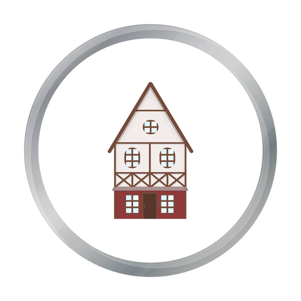 Bavarian house icon in cartoon style isolated on white background. Oktoberfest symbol stock vector illustration. - Vector, imagen