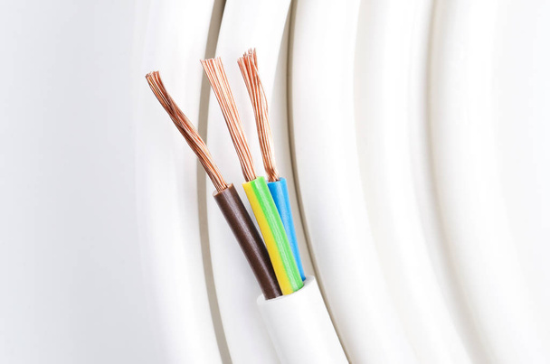 Kabel elektryczny z trzech przewodów izolowanych - Zdjęcie, obraz