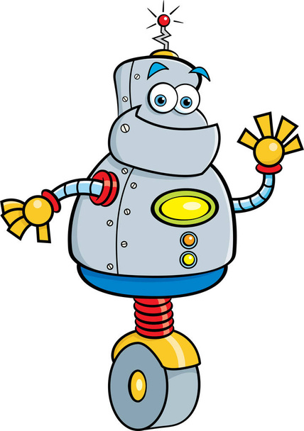 Cartoon robot waving. - Vecteur, image