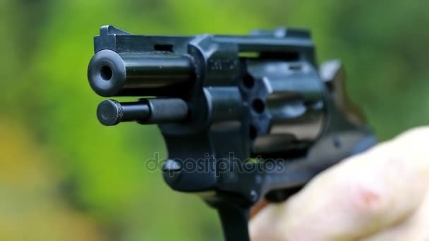 Man shoots a revolver - Footage, Video