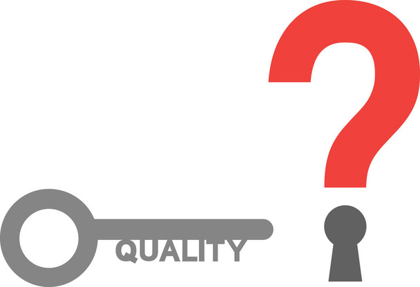 Vraagteken en kwaliteit sleutel - Vector, afbeelding