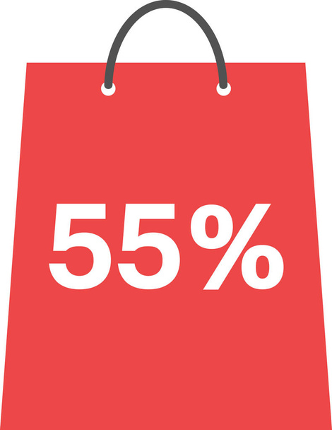 Shopping bag with 55 percent - Vector, Image