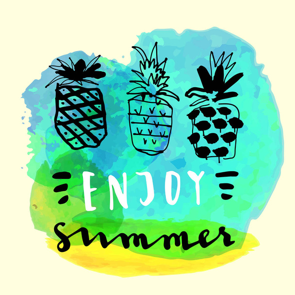 Enjoy Summer Handwritten quote - Vetor, Imagem