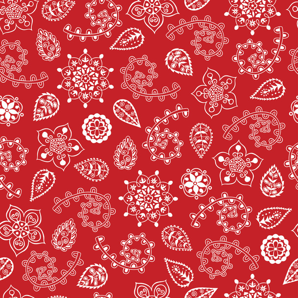 Floral seamless snowflakes background for winter and christmas t - Vector, afbeelding