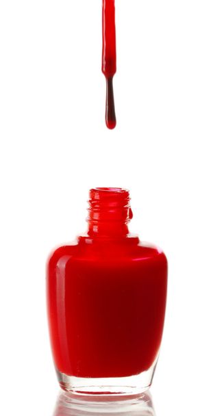 red nail polish isolated on white - Photo, Image