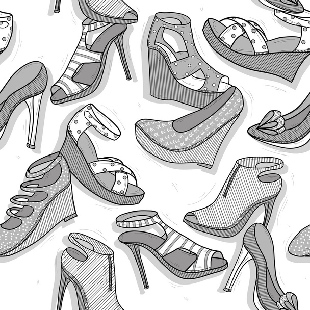 Fashion shoes seamless pattern for girls - Vecteur, image