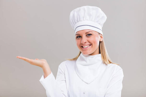 Female chef gesturing - Fotó, kép