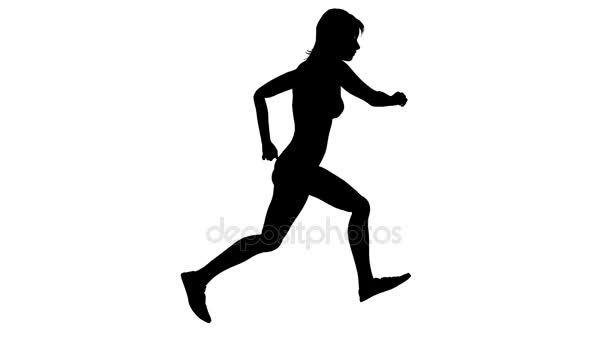 4k loop silhueta animada de uma mulher correndo em um fundo branco
 - Filmagem, Vídeo