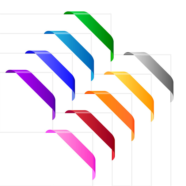 Corner ribbons in various colors - Vector, Image