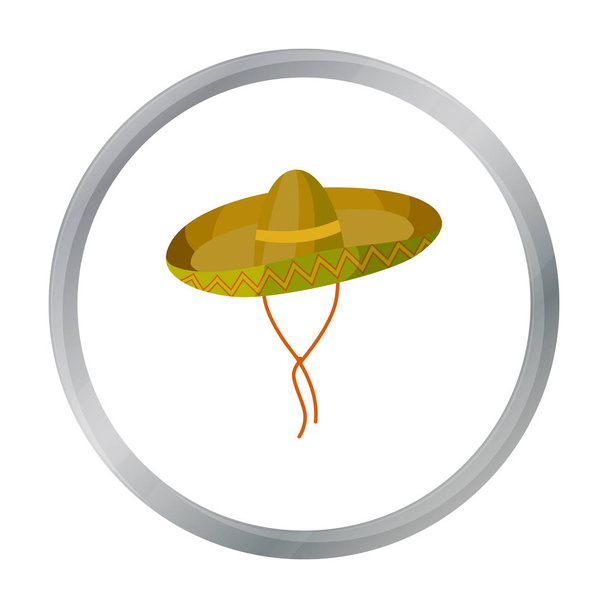 Mexican sombrero icon in cartoon style isolated on white background. Mexico country symbol stock vector illustration. - Διάνυσμα, εικόνα