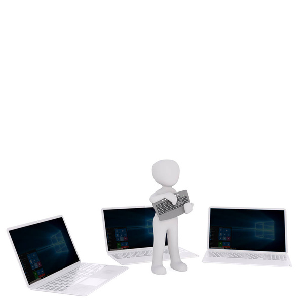 τρισδιάστατη απεικόνιση του τεχνικό υπολογιστών στέκεται - Φωτογραφία, εικόνα