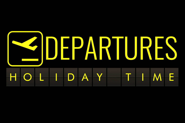 text flip of board of airport billboard with words name holiday time, travel, holiday and relax  - Photo, Image