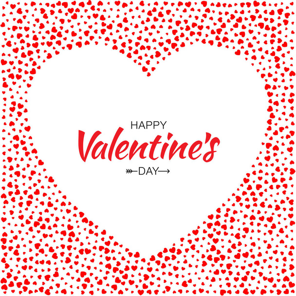 Red Hearts Frame Background Valentines Day Design Vector Card - Wektor, obraz