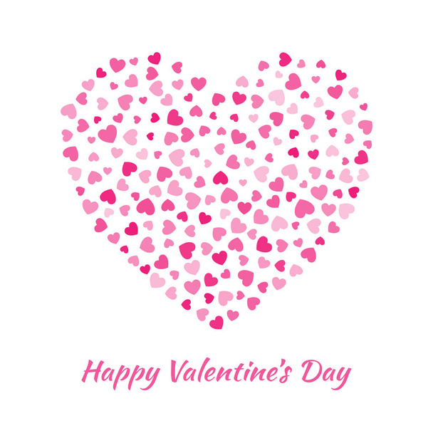 Vector Heart with small pink Hearts Valentines Day Card Background. - Vektör, Görsel