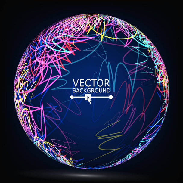Color Lines Sphere Composition Vector. Glowing Abstract Background - Vector, imagen