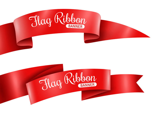Red Ribbons Banners Set - Vector, Image