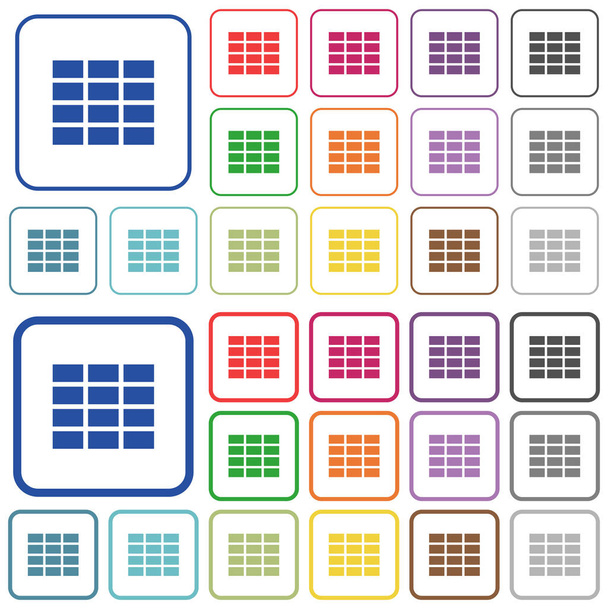 Werkblad geschetst egale kleur pictogrammen - Vector, afbeelding