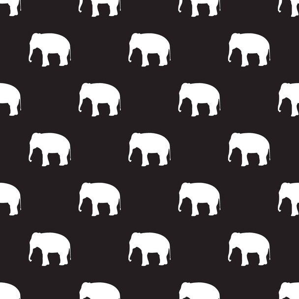 Seamless elephant pattern on black - Vetor, Imagem