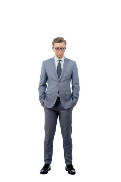 young man in a business suit wearing glasses - Foto, Imagem