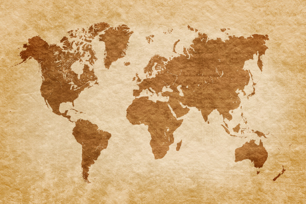 Weltkarte auf Grunge-Hintergrund, Vintage-Look - Foto, Bild