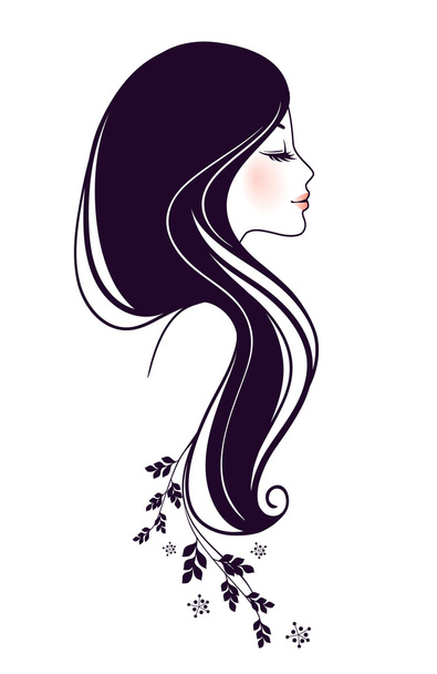 Beautiful woman with floral - Вектор,изображение